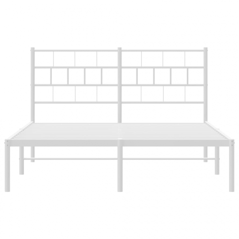 Bettgestell mit Kopfteil Metall Weiß 120x190 cm