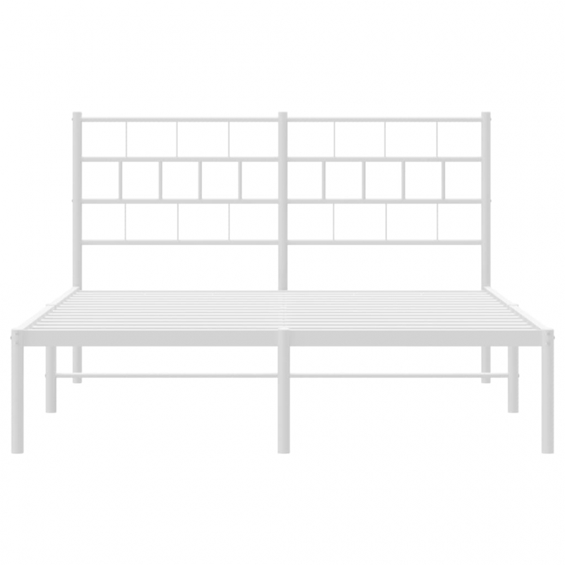 Bettgestell mit Kopfteil Metall Weiß 120x200 cm