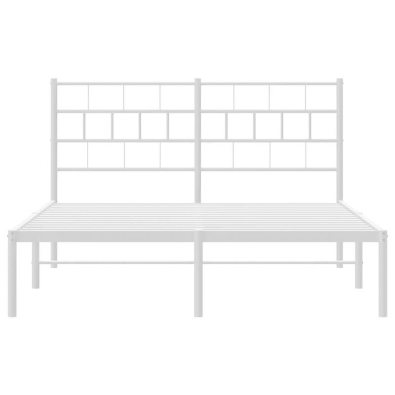 Bettgestell mit Kopfteil Metall Weiß 160x200 cm