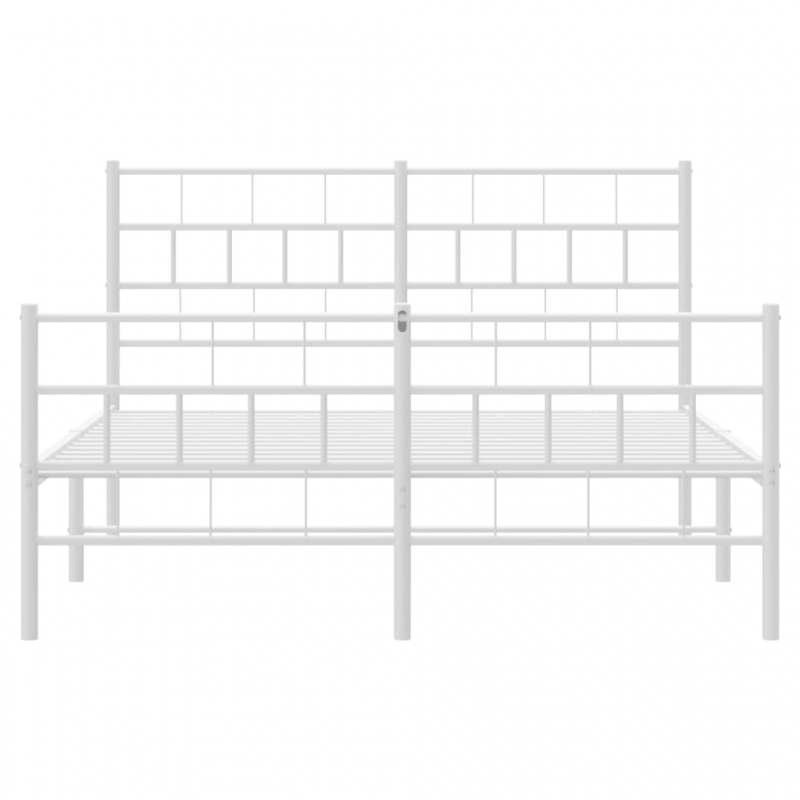 Bettgestell mit Kopf- und Fußteil Metall Weiß 120x200 cm
