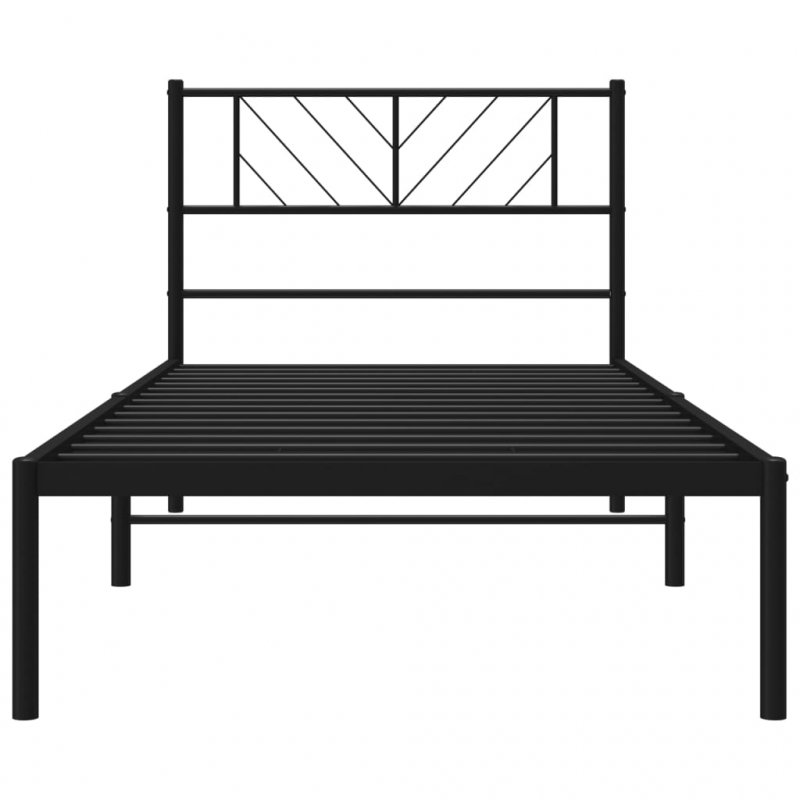 Bettgestell mit Kopfteil Metall Schwarz 100x200 cm