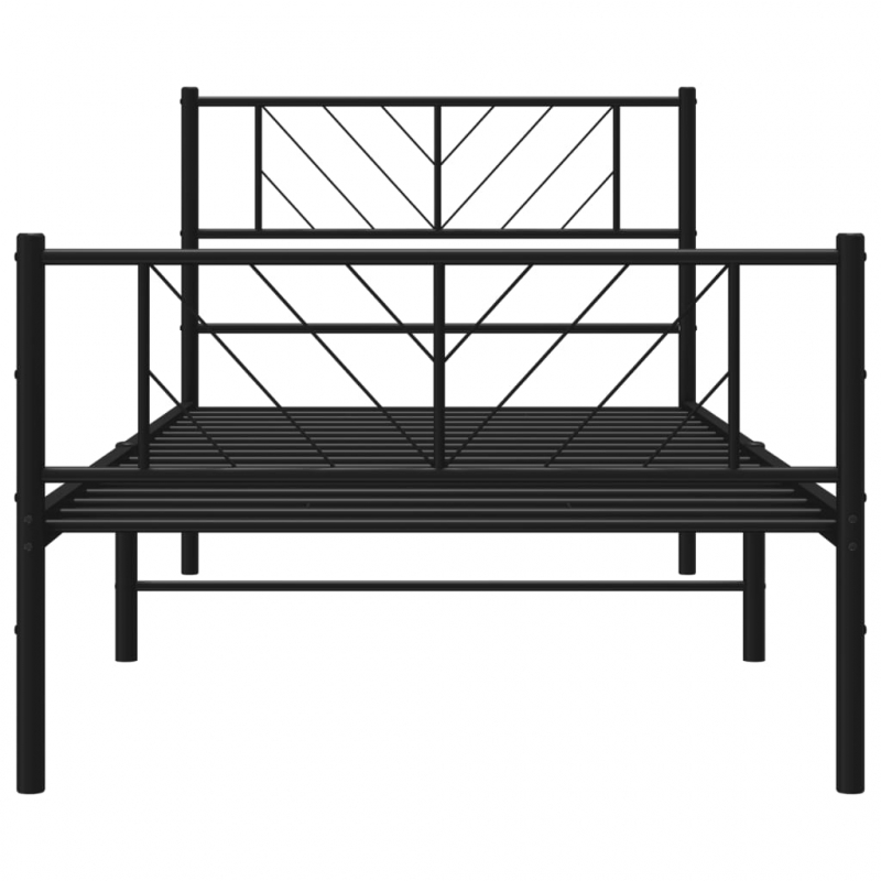 Bettgestell mit Kopf- und Fußteil Metall Schwarz 90x190 cm