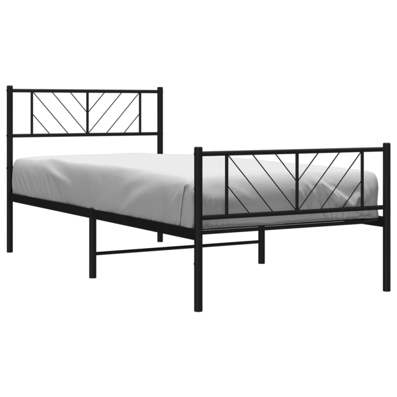 Bettgestell mit Kopf- und Fußteil Metall Schwarz 90x200 cm