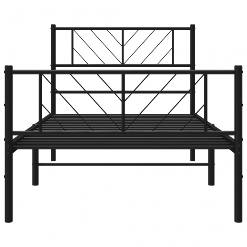 Bettgestell mit Kopf- und Fußteil Metall Schwarz 107x203 cm
