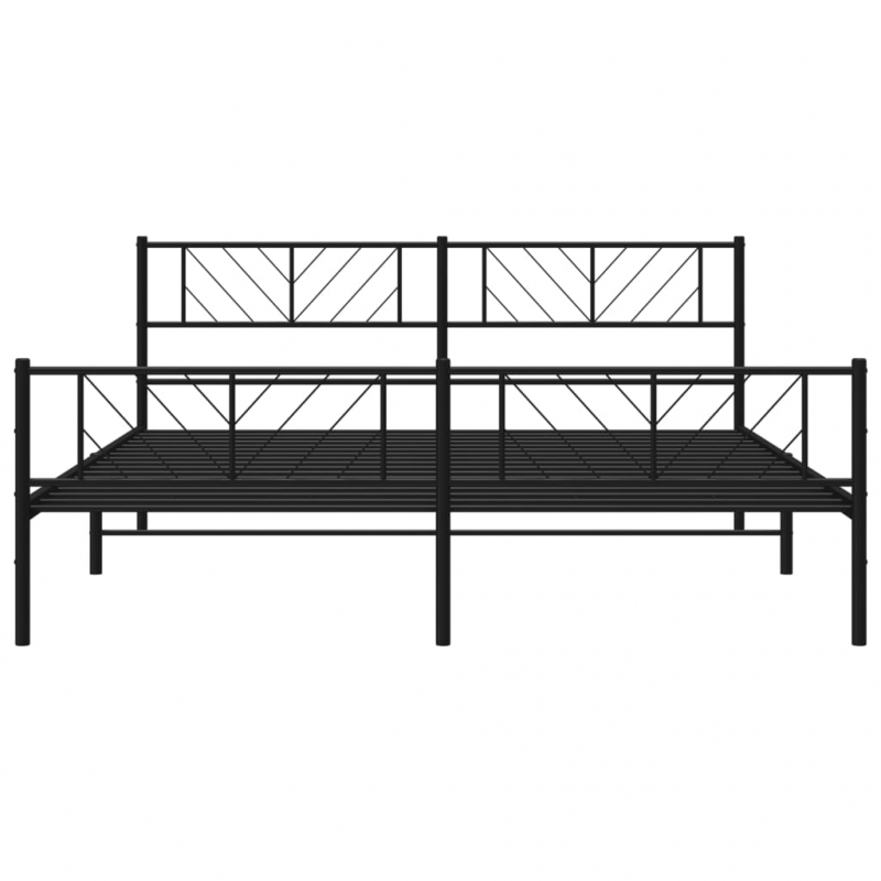 Bettgestell mit Kopf- und Fußteil Metall Schwarz 200x200 cm