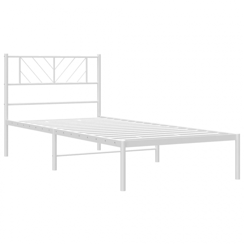 Bettgestell mit Kopfteil Metall Weiß 90x190 cm