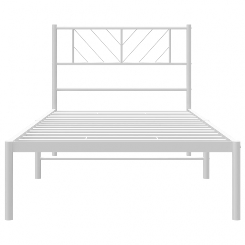 Bettgestell mit Kopfteil Metall Weiß 90x190 cm