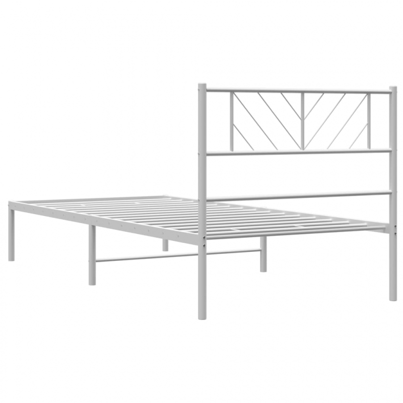 Bettgestell mit Kopfteil Metall Weiß 90x190 cm