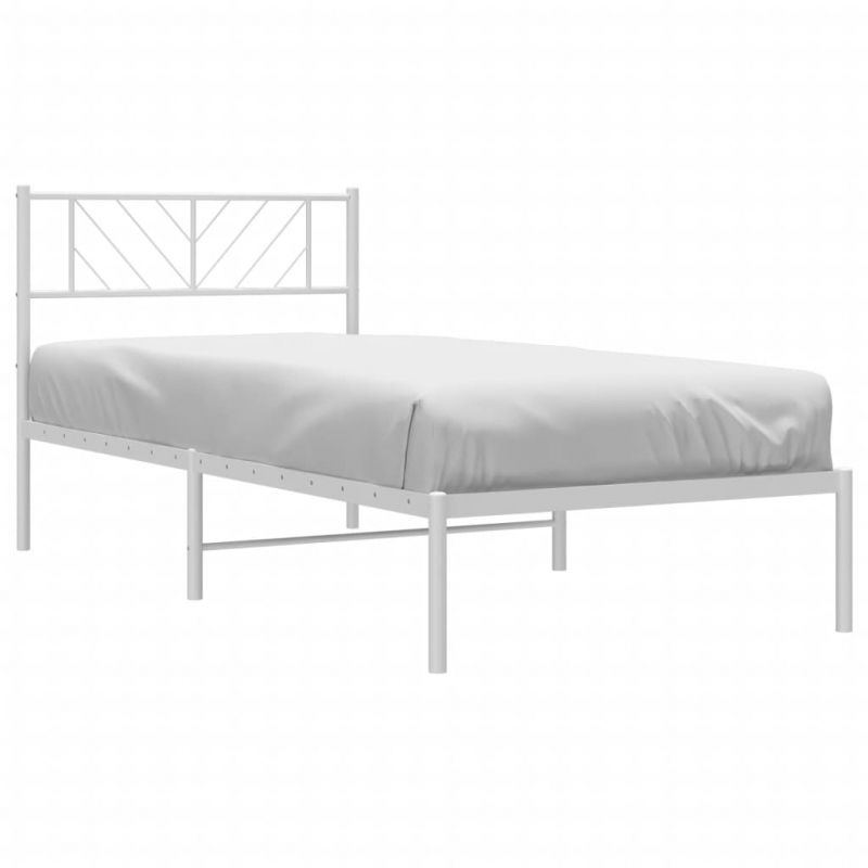 Bettgestell mit Kopfteil Metall Weiß 100x200 cm