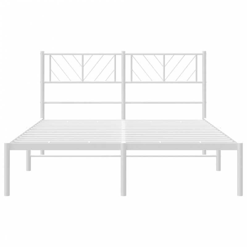 Bettgestell mit Kopfteil Metall Weiß 150x200 cm