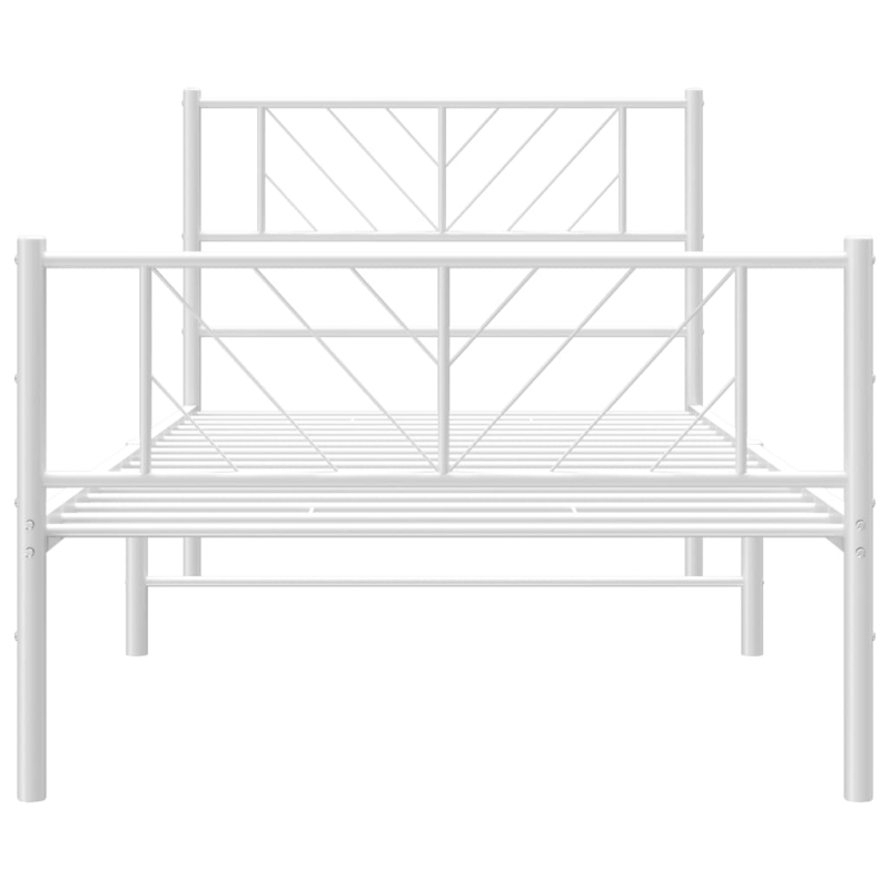 Bettgestell mit Kopf- und Fußteil Metall Weiß 100x200 cm