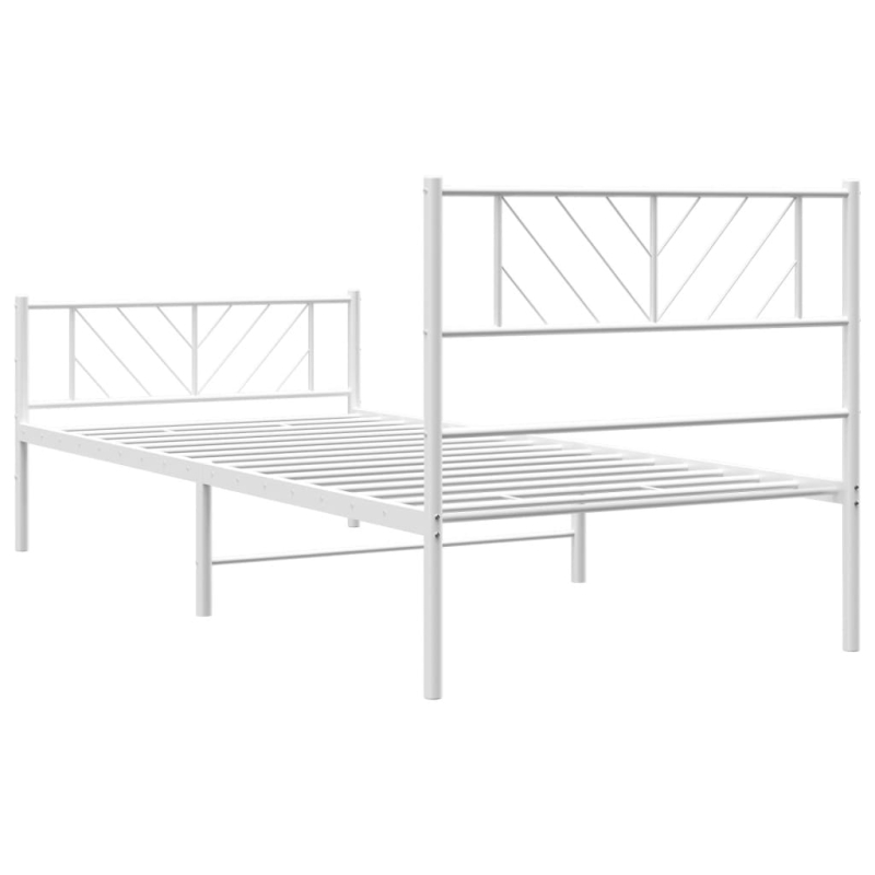 Bettgestell mit Kopf- und Fußteil Metall Weiß 100x200 cm