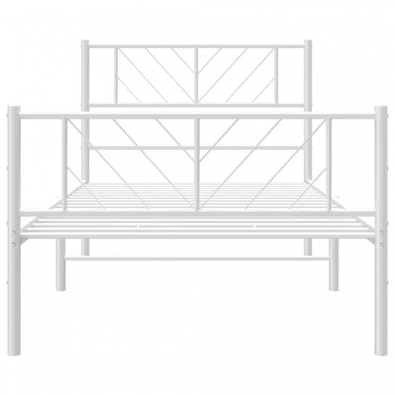 Bettgestell mit Kopf- und Fußteil Metall Weiß 107x203 cm