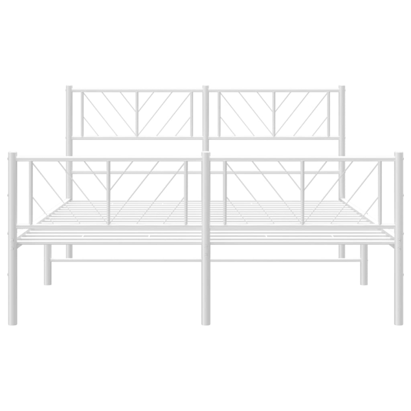 Bettgestell mit Kopf- und Fußteil Metall Weiß 160x200 cm