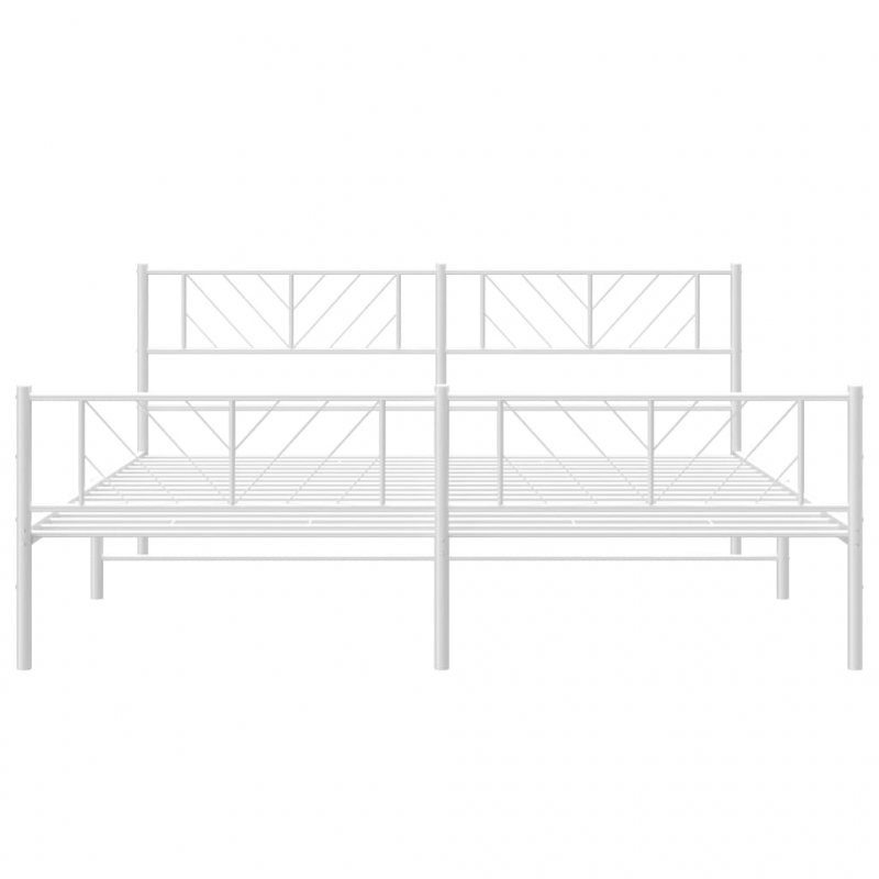 Bettgestell mit Kopf- und Fußteil Metall Weiß 180x200 cm