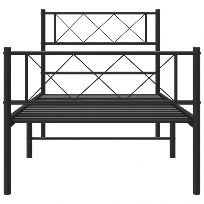 Bettgestell mit Kopf- und Fußteil Metall Schwarz 75x190 cm