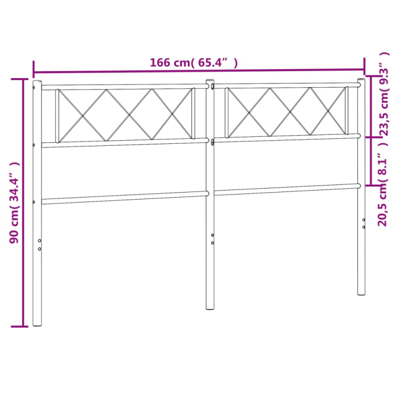 Kopfteil Metall Schwarz 160 cm