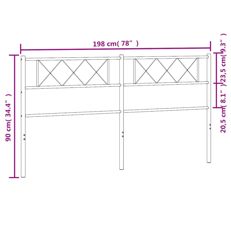 Kopfteil Metall Schwarz 193 cm