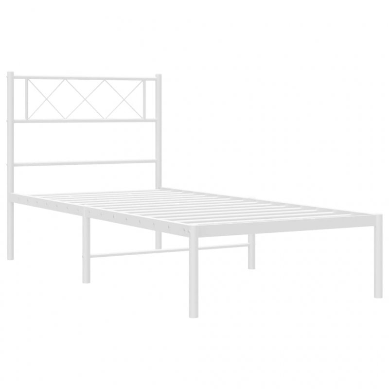 Bettgestell mit Kopfteil Metall Weiß 100x200 cm