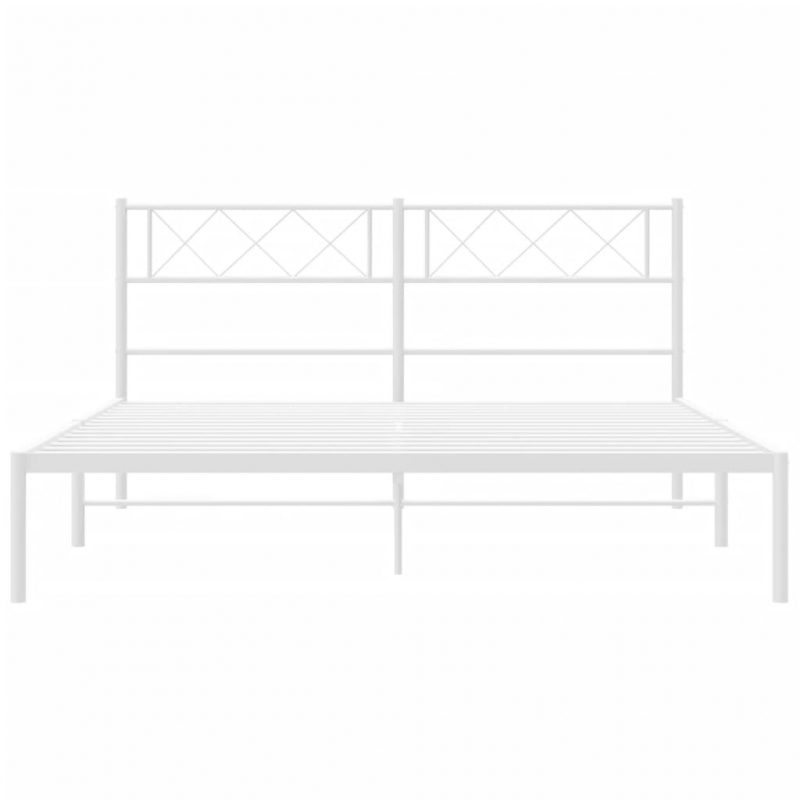 Bettgestell mit Kopfteil Metall Weiß 120x190 cm