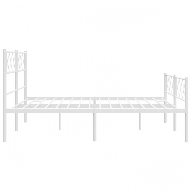 Bettgestell mit Kopf- und Fußteil Metall Weiß 135x190 cm