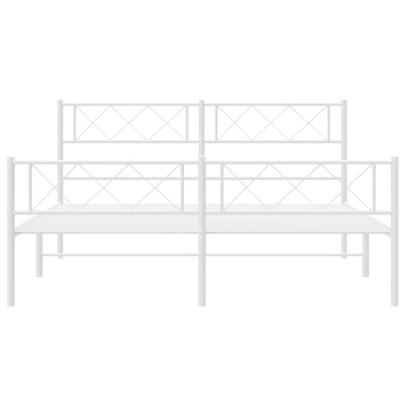 Bettgestell mit Kopf- und Fußteil Metall Weiß 140x200 cm