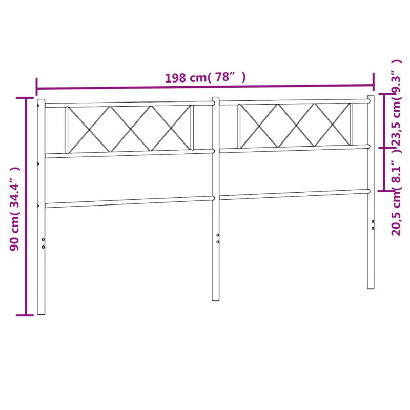 Kopfteil Metall Weiß 193 cm