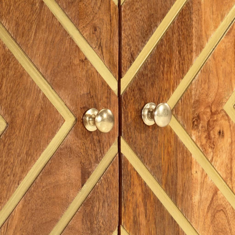2-tlg. Badschrank-Set Braun und Schwarz Massivholz Mango