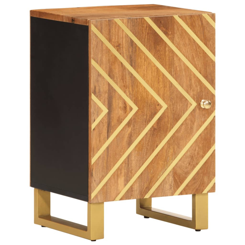 4-tlg. Badschrank-Set Braun und Schwarz Massivholz Mango
