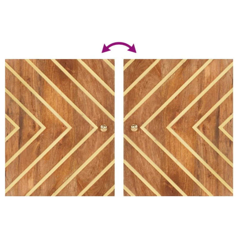 4-tlg. Badschrank-Set Braun und Schwarz Massivholz Mango