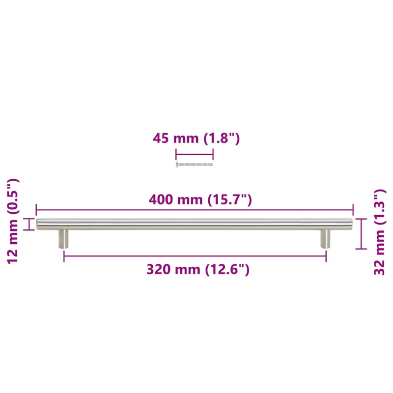 Möbelgriffe 5 Stk. Silbern 320 mm Edelstahl