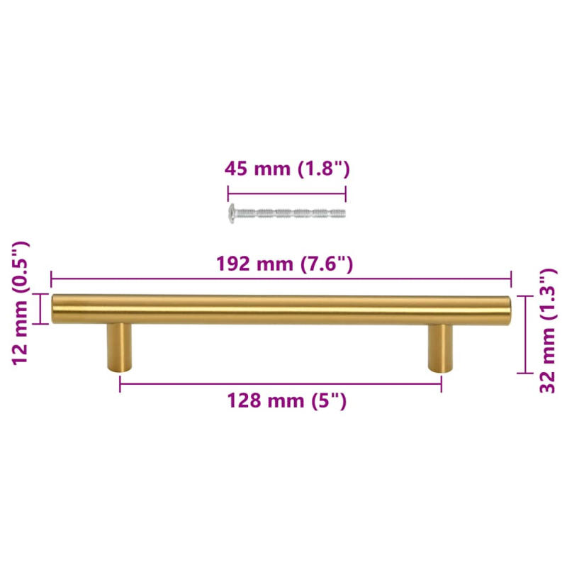Möbelgriffe 10 Stk. Golden 128 mm Edelstahl