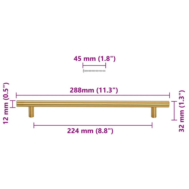 Möbelgriffe 5 Stk. Golden 224 mm Edelstahl