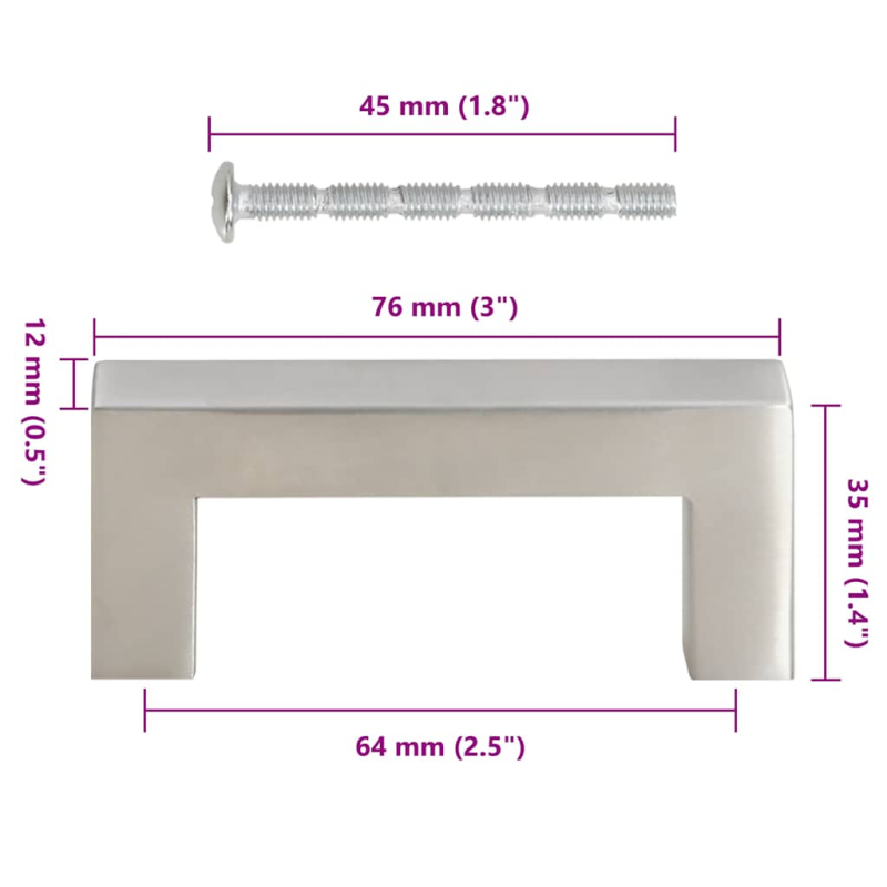 Möbelgriffe 10 Stk. Silbern 64 mm Edelstahl