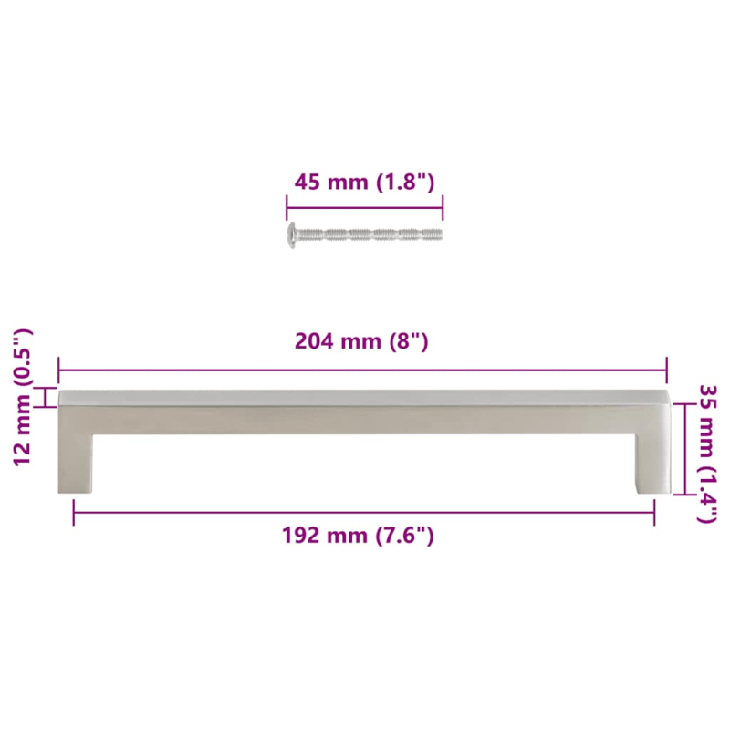 Möbelgriffe 5 Stk. Silbern 192 mm Edelstahl