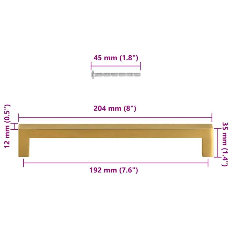 Möbelgriffe 5 Stk. Golden 192 mm Edelstahl