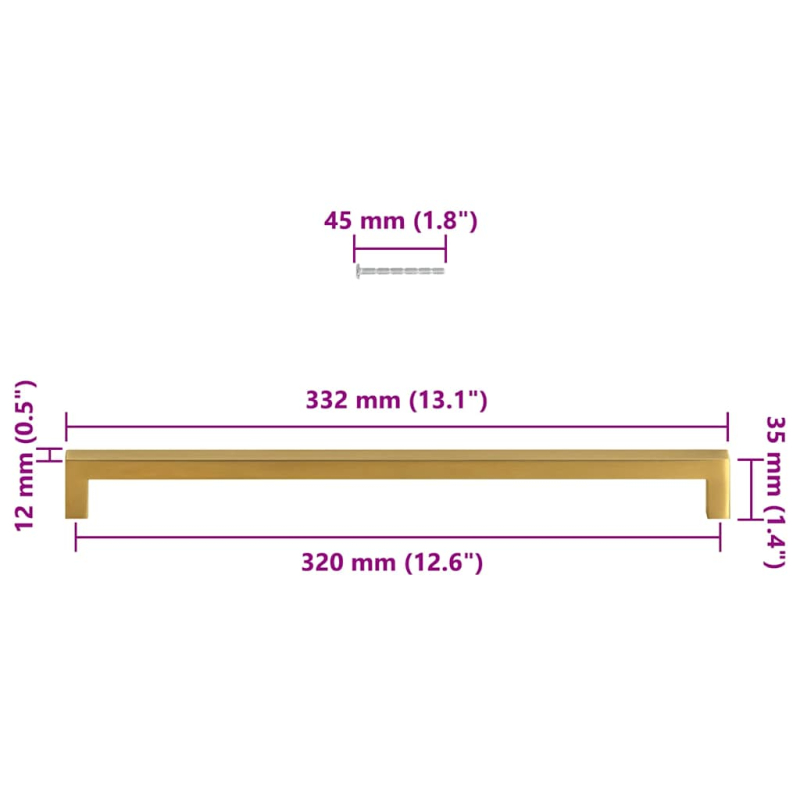 Möbelgriffe 5 Stk. Golden 320 mm Edelstahl