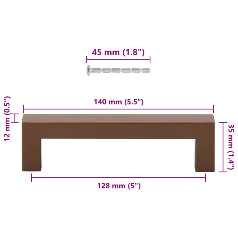 Möbelgriffe 10 Stk. Bronzen 128 mm Edelstahl