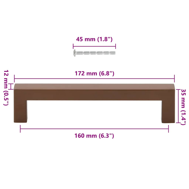 Möbelgriffe 10 Stk. Bronzen 160 mm Edelstahl