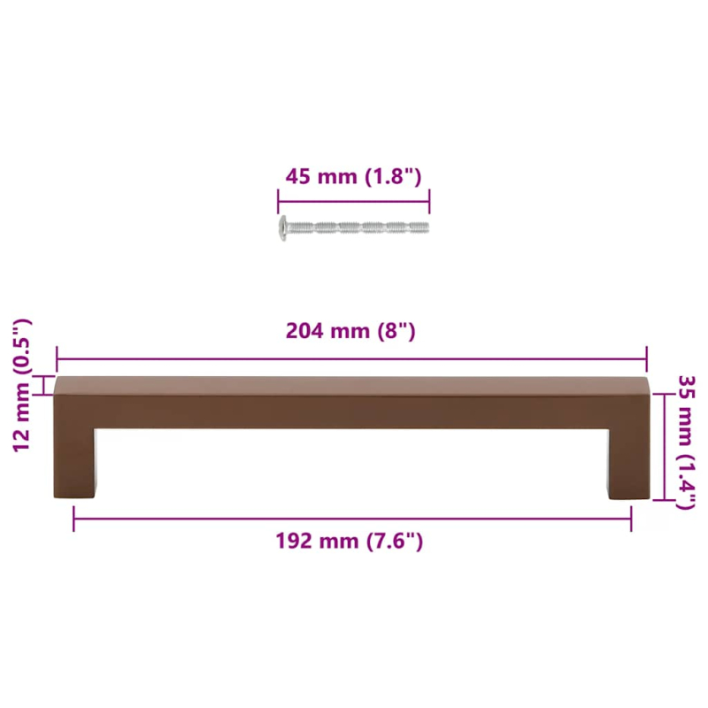 Möbelgriffe 5 Stk. Bronzen 192 mm Edelstahl