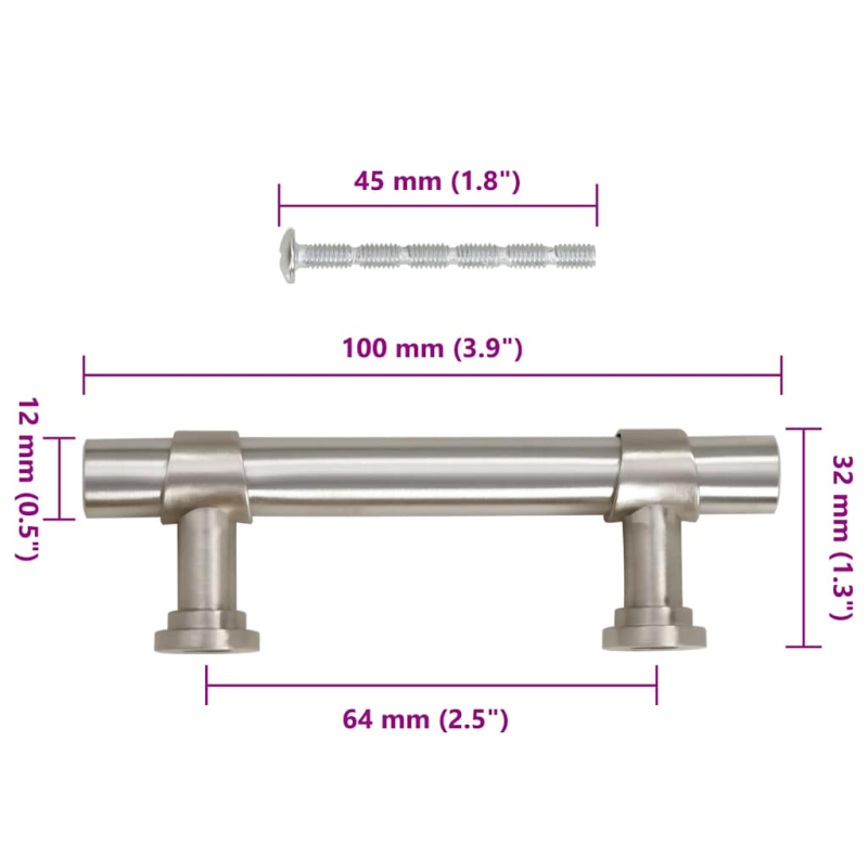 Möbelgriffe 10 Stk. Silbern 64 mm Edelstahl