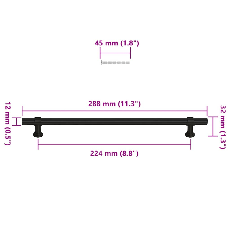 Möbelgriffe 5 Stk. Schwarz 224 mm Edelstahl