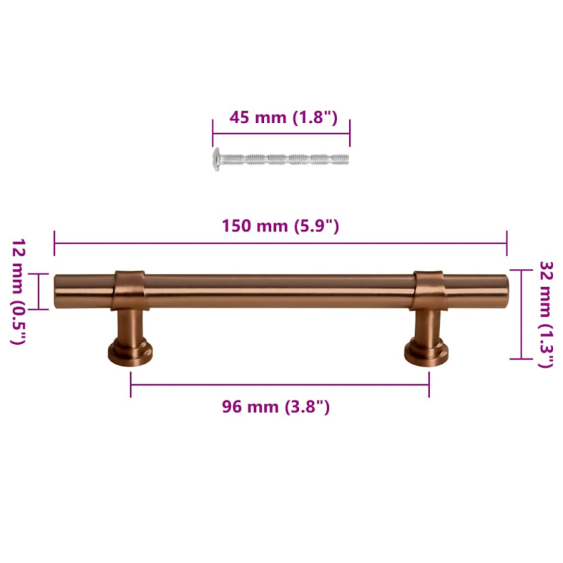 Möbelgriffe 10 Stk. Bronzen 96 mm Edelstahl