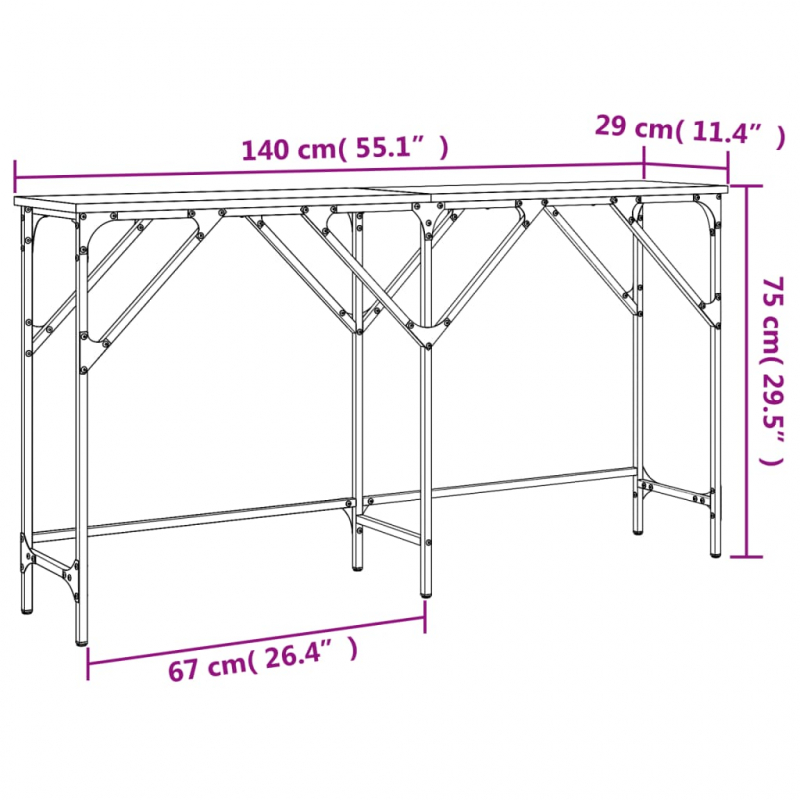 Konsolentisch Sonoma-Eiche 140x29x75 cm Holzwerkstoff