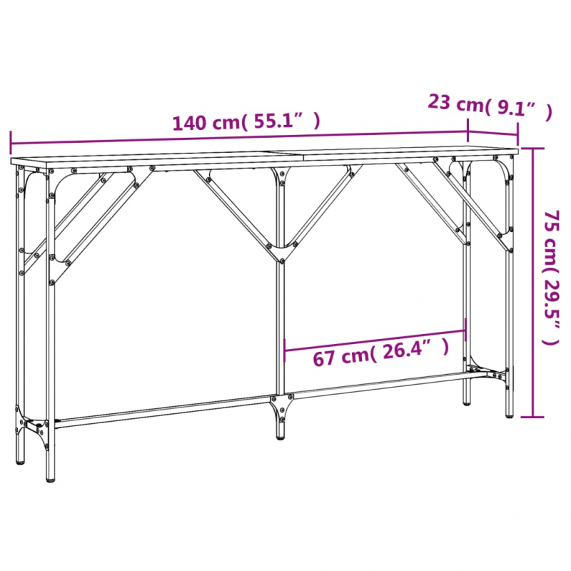 Konsolentisch Braun Eichen-Optik 140x23x75 cm Holzwerkstoff