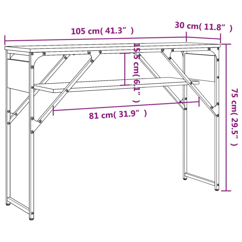 Konsolentisch mit Ablage Sonoma-Eiche 105x30x75cm Holzwerkstoff