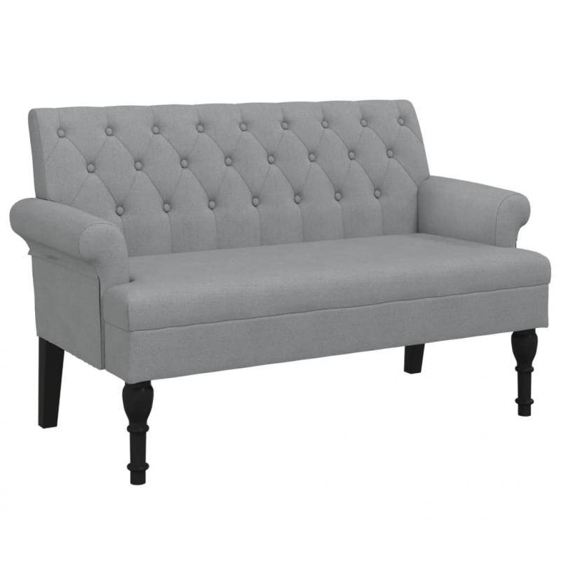 Sitzbank mit Rückenlehne Hellgrau 120x62x75,5 cm Stoff
