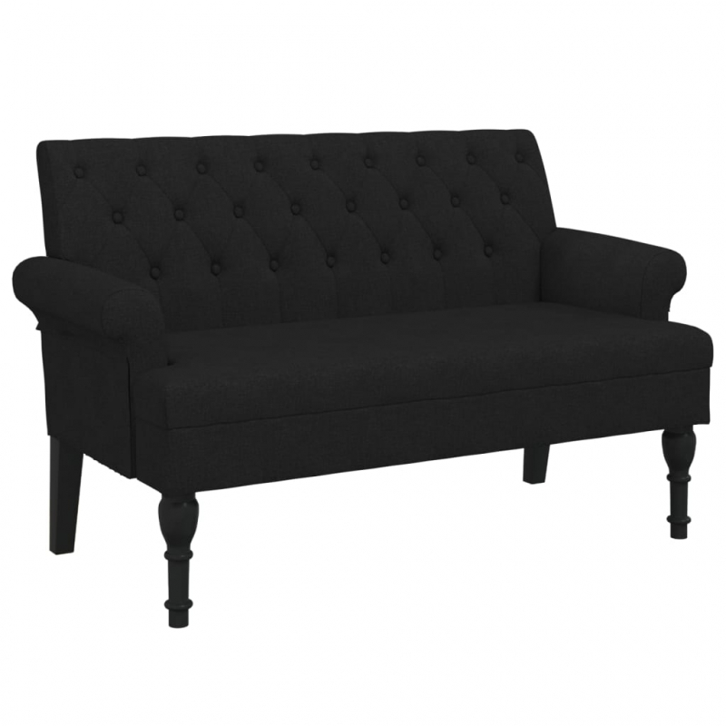 Sitzbank mit Rückenlehne Schwarz 120x62x75,5 cm Stoff