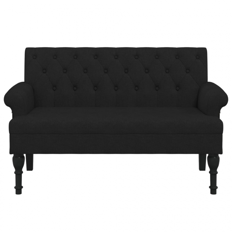 Sitzbank mit Rückenlehne Schwarz 120x62x75,5 cm Stoff
