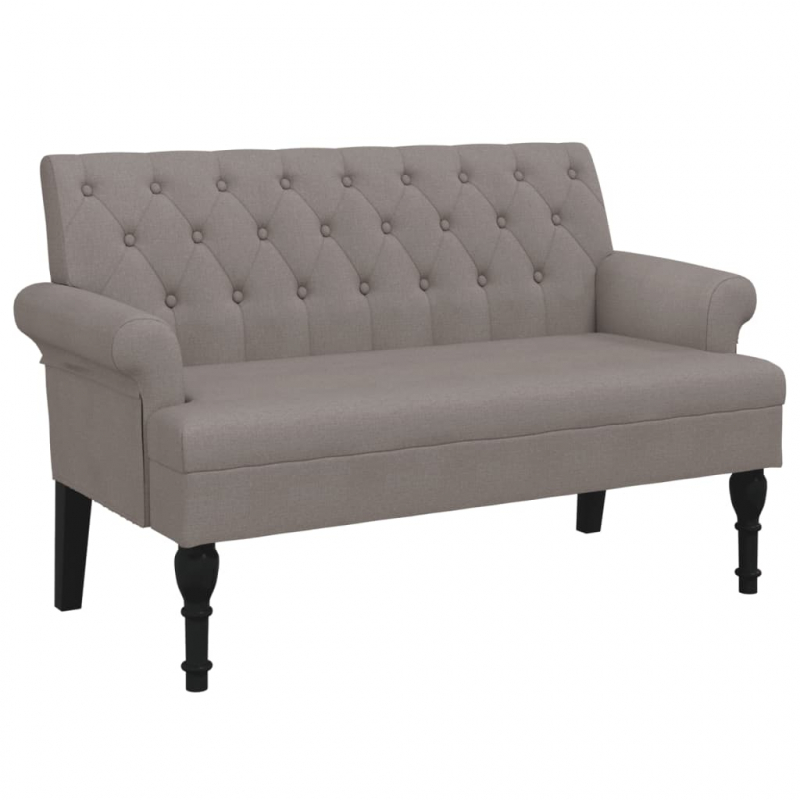 Sitzbank mit Rückenlehne Taupe 120x62x75,5 cm Stoff